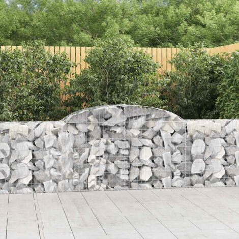 Paniers à gabions arqués 7 pcs  Mur en gabion Clôture de gabion 300x30x80/100 cm fer galvanisé 97628
