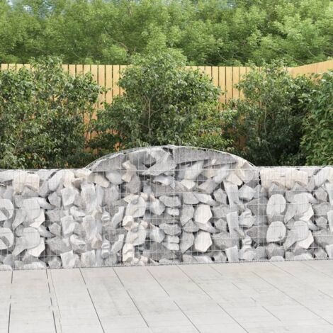 Paniers à gabions arqués 9 pcs  Mur en gabion Clôture de gabion 300x30x80/100 cm fer galvanisé 65052