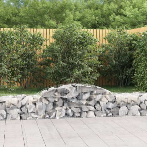 Paniers à gabions arqués 9 pcs  Mur en gabion Clôture de gabion 300x50x40/60 cm fer galvanisé 51008