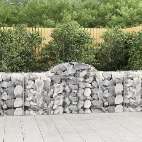 Paniers à gabions  Clôture de jardin  Mur en Gabion  Cage à Pierres de Jardin décoratif arqués 11 pcs 200x50x80/100 cm Fer galvanisé DBEB3475924