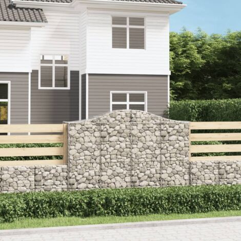 Paniers à gabions  Jardinieres Mur en gabion  Clôtures de gabion arqués 10 pcs 200x50x140/160 cm Fer galvanisé KOL7961