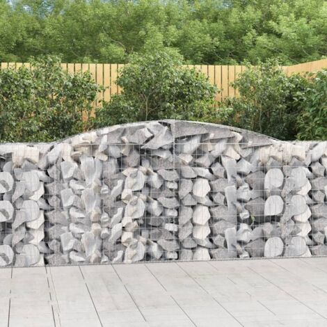 Paniers à gabions  Jardinieres Mur en gabion  Clôtures de gabion arqués 10 pcs 400x50x100/120 cm Fer galvanisé KOL6602