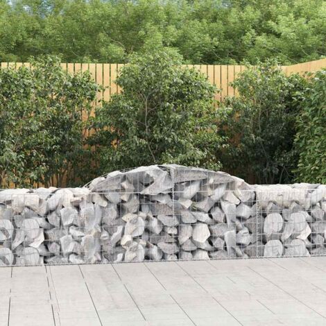 Paniers à gabions  Jardinieres Mur en gabion  Clôtures de gabion arqués 11 pcs 300x50x60/80 cm fer galvanisé KOL2863