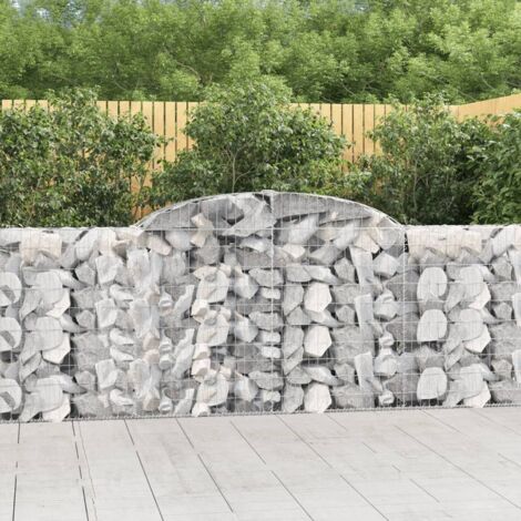 Paniers à gabions  Jardinieres Mur en gabion  Clôtures de gabion arqués 13 pcs 300x30x100/120 cm fer galvanisé KOL3111