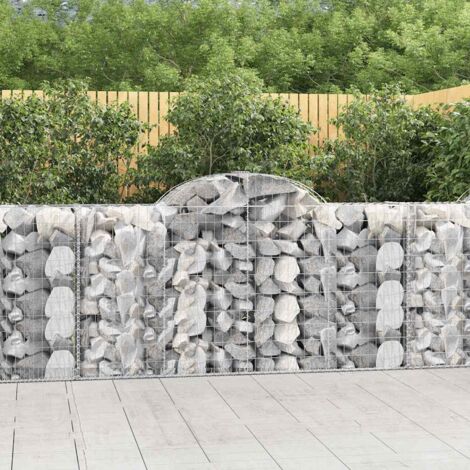 Paniers à gabions  Jardinieres Mur en gabion  Clôtures de gabion arqués 4 pcs 200x50x100/120 cm fer galvanisé KOL1813