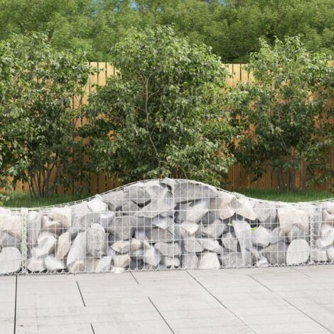 Paniers à gabions  Jardinieres Mur en gabion  Clôtures de gabion arqués 5 pcs 200x30x40/60 cm Fer galvanisé KOL8458