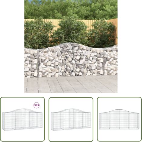 Paniers à gabions  Jardinieres Mur en gabion  Clôtures de gabion arqués 50 pcs 200x50x80/100 cm Fer galvanisé KOL8426