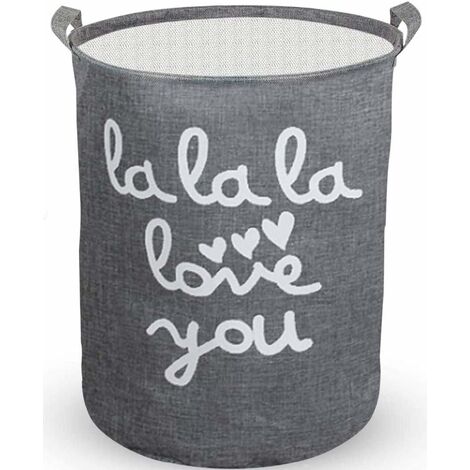 Paniers à linge pliables, panier à linge, sac à linge, coton et lin, fermeture à cordon, revêtement PE imperméable à l'intérieur, 19,7 / Grand (gris, cordon rond)