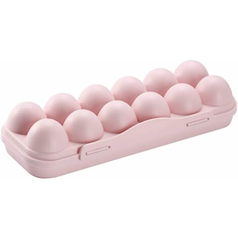 Paniers à œufs, Boite à œufs en Plastique, Rangement Boîte à œufs Boîte, pour le camping, pique-nique, cuisine, stockage de nourriture, oeufs Conteneur Boîte de (Boîte de 12 œufs，Rose)