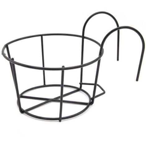 Paniers de jardinière à Rail Suspendu Support Jardiniere Balcon Rond Paniers de Fleurs Suspendus en Fer, Convient pour Balcon,
