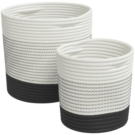 Paniers de rangement 2 pcs blanc et noir coton CFW701288