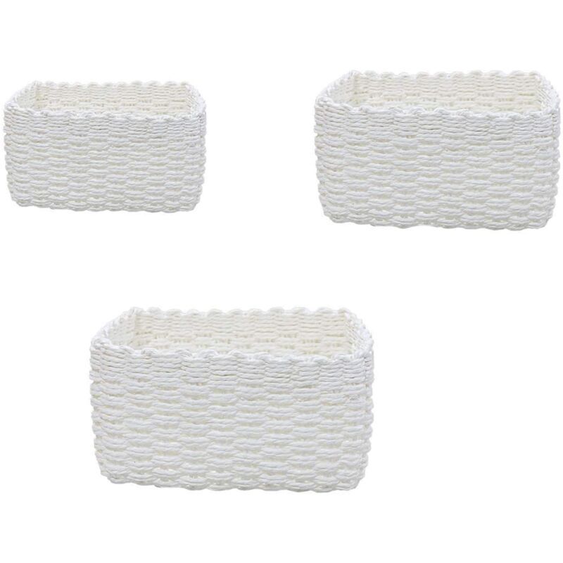 Paniers de Rangement Blanc en Papier Écologique Lot de 3 pour Placard Chambre Décoration,