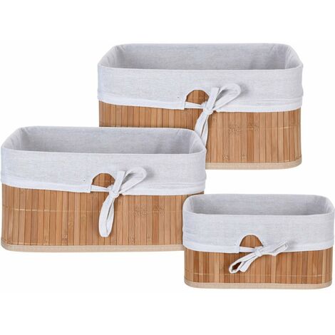 Paniers de rangement en bambou, accessoires conteneurs, couleur gris