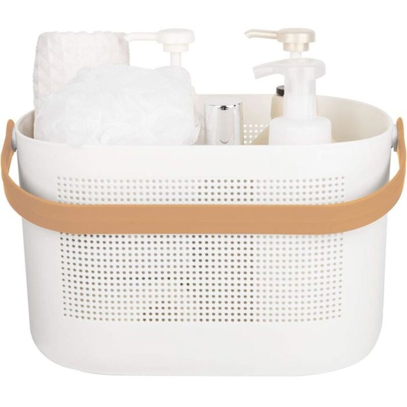 Paniers de rangement en plastique avec poignées, panier d'organisateurs d'étagères de douche pour salle de bain, cuisine, Label