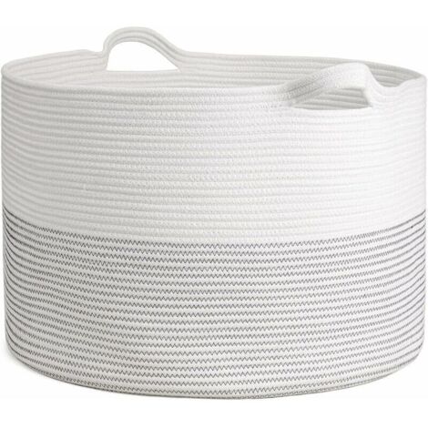Paniers de rangement Grands paniers Paniers à linge en coton Couvertures Oreillers de salon Vêtements Chambre d'enfant Jouets Gris 45 x 35 cm (D x H)