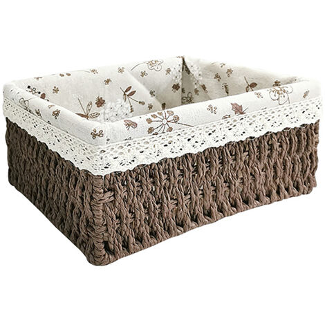 Paniers de rangement tressés à la main, paniers en osier, utilisés pour organiser les étagères, boîtes de rangement décoratives tressées pour la maison, marron.