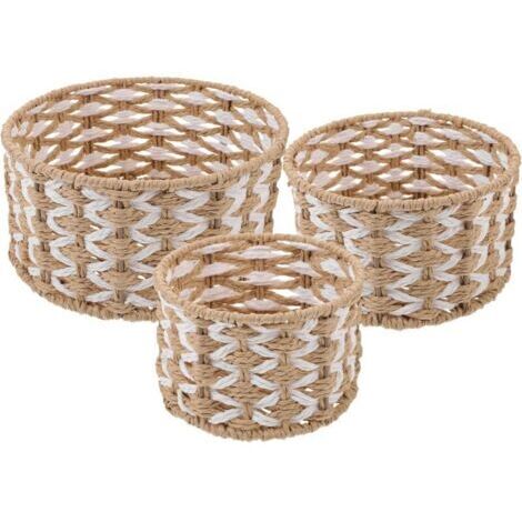 Paniers de rangement tressés, caisses de rangement empilables, boîtes de rangement pour produits cosmétiques, adaptés aux salles de bains, buanderies, garde-manger et armoires.