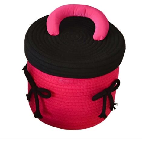 Paniers de rangement tressés pour bureau, petits objets, rose rouge--