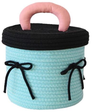 Paniers de rangement tressés pour petits objets de bureau, cyan