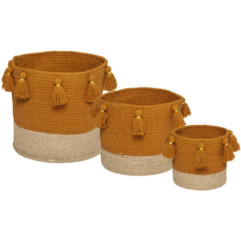 Paniers décoratifs ronds gypsy avec poignées, 3 pièces