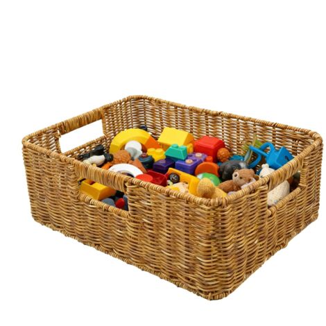 Paniers d'organisation - Boîte de rangement étanche  Panier d'organisation en rotin synthétique  Pour chambre à coucher, cuisine, armoire, buanderie, garde-manger, chambre d'étudiant, jouets