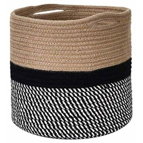 Paniers En Corde Coton, Panier à Linge En Corde Coton, Panier Rangement Tissé Corde Coton, 30 x 30 cm Pliable Panier Rangem