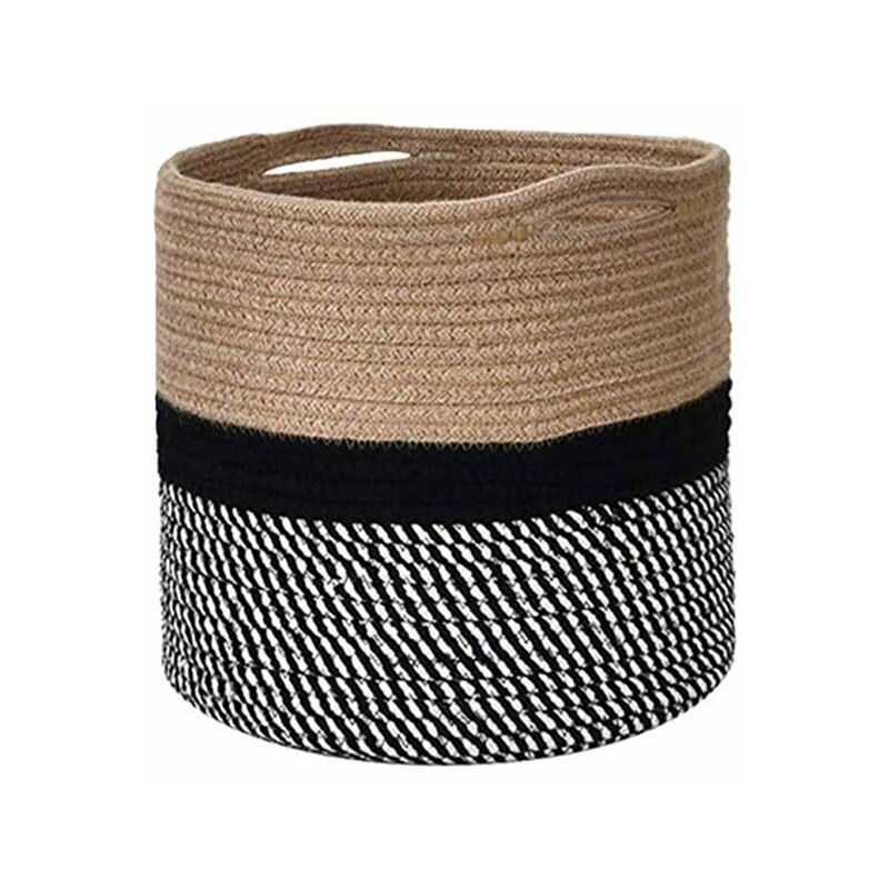 Jusch – Panier à linge en corde de coton 30 x 30 cm – Pliable avec poignées intégrées – Rangement pour vêtements et jouets – Matériau sain et robuste
