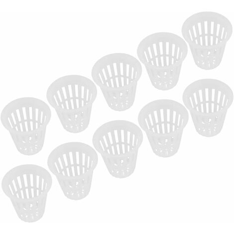 Paniers Hydroponiques Plantes Tasses Pots en Plastique Réutilisable Durable Jardin Net Pépinière Seau Panier pour Jardin Hydroponique Plantation Balcon(Blanc 10pcs)LO-Ron