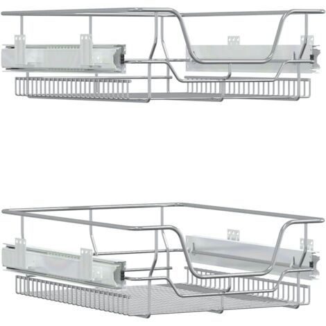 Paniers métalliques coulissants 2 pcs argenté 45 cm CFW16849