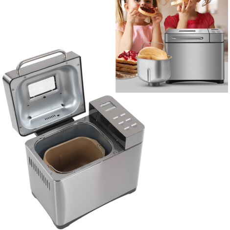 Panificadora automática multifunción con dispensador de frutas y frutos secos – 19 programas, capacidad de 1000 g, cesta giratoria de 360°, 650 W, acero inoxidable