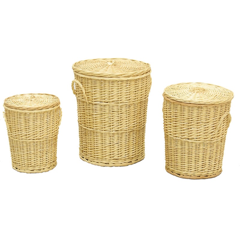Panières à linge en osier blanc (Lot de 3)