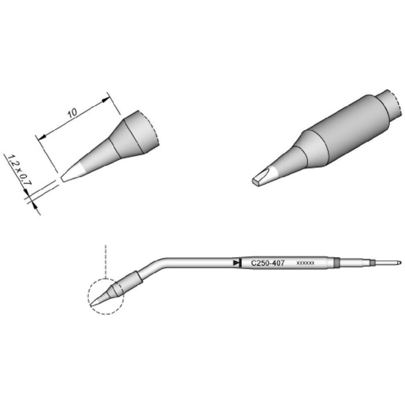 JBC - Tools Panne de fer à souder forme de burin, biseautée Taille de la panne 1.2 mm Contenu 1 pc(s) D951821