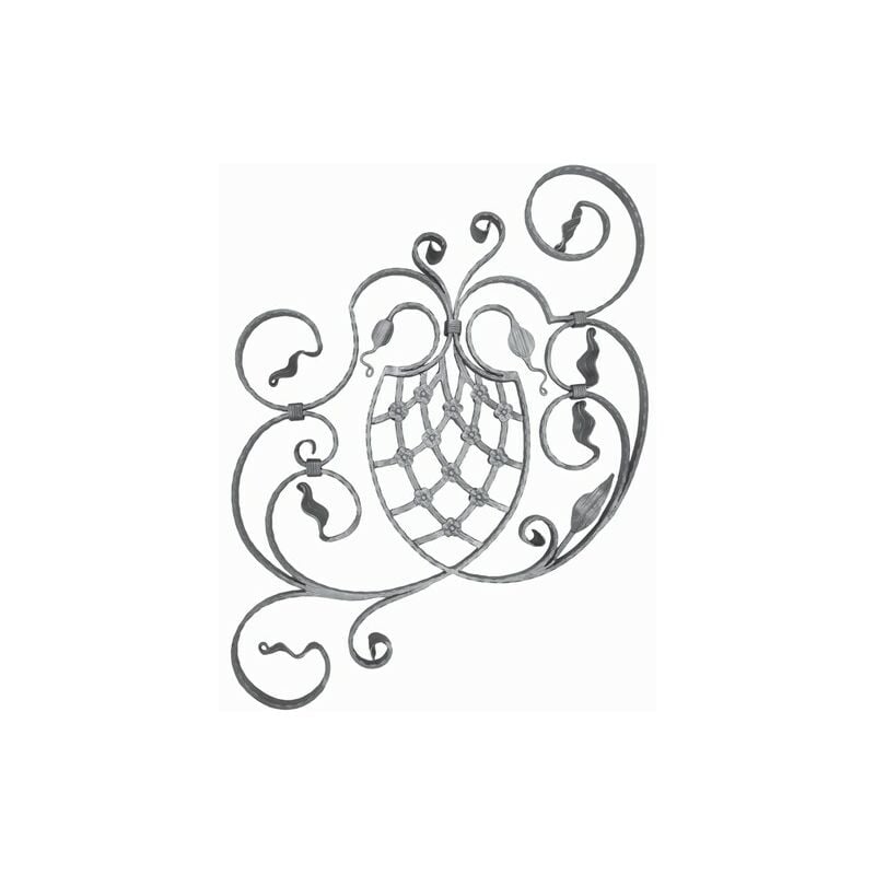 Panneau rampant martelé - Hauteur 770mm Largeur 1240mm en plat 25x8mm - Fer forgé grenaillé - À souder - DECO FER FORGE