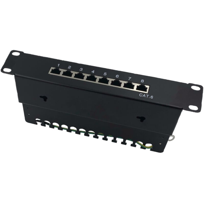 Panneau 8 ports équipé de 8 RJ45 cat. 6, 1 unité, pour baie 10'