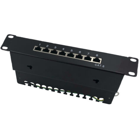Panneau 8 ports équipé de 8 RJ45 cat. 6, 1 unité, pour baie 10"