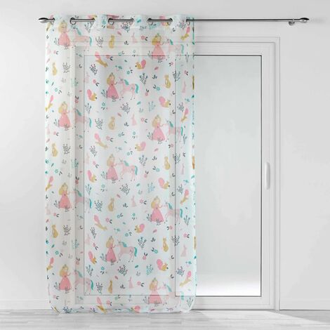 Panneau a oeillets 140 x 240 cm voile imprime transfert princesse licorne Blanc