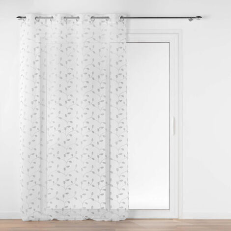 Panneau a oeillets 140 x 240 cm voile sable brode metallise edna Argent