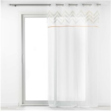 Panneau a oeillets 140 x 240 cm voile sable+top applique metal levi Blanc/or