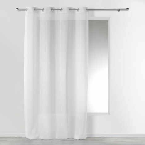 Panneau a oeillets 140 x 260 cm voile sable fils chenille linahe Blanc