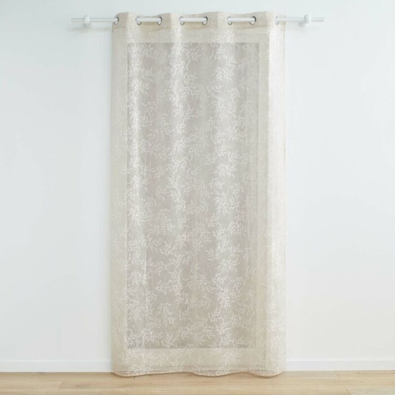 Panneau a oeillets 140 x 280 cm voile tisse applique karla Taupe