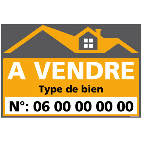 Panneau A Vendre Personnalisable Orange - Akilux 3,5 mm - 600x400 mm avec Œillet