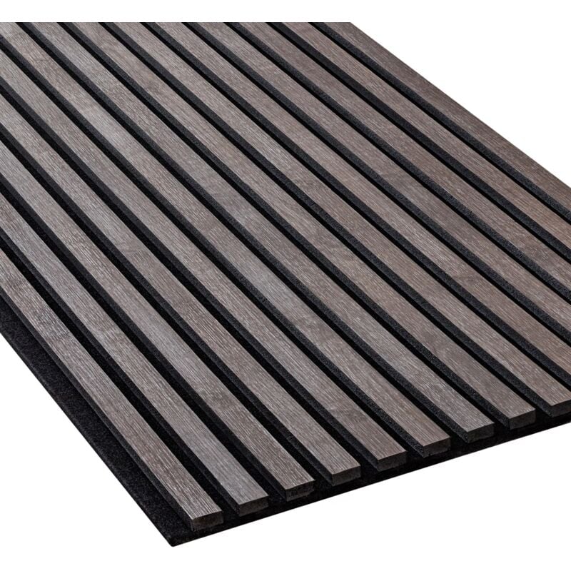 Panneau acoustique 3D NMC 3054676 selitstyle Panneau mural à tasseaux 240 x 56,5 cm Plaquette de parement effet bois Design scandinave Chêne foncé