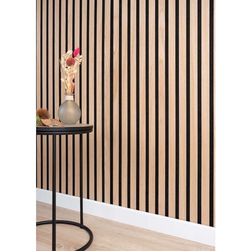 Panneau acoustique mural bois idéal pour salon et bureau Mur tasseau bois en chêne clair en 104 x 52 cm