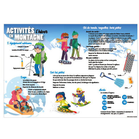 PANNEAU ACTIVITES EN MONTAGNE (H0418) - Aluminium 2 mm - 150 x 210 mm
