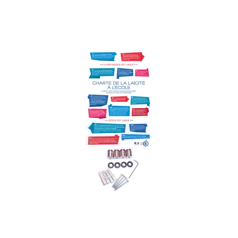 Panneau affichage charte de la laicite a l'ecole (DEV009) - Aluminium 2 mm - 300 x 210 mm