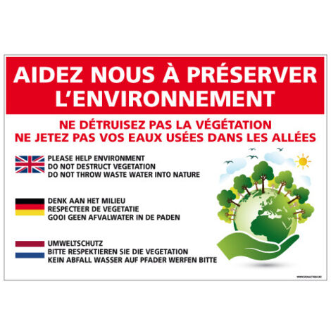 PANNEAU AIDEZ NOUS A PRESERVER L'ENVIRONNEMENT (H0322) - Adhésif - 210 x 150 mm