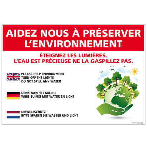 PANNEAU AIDEZ NOUS A PRESERVER L'ENVIRONNEMENT (H0323) - Adhésif - 210 x 150 mm