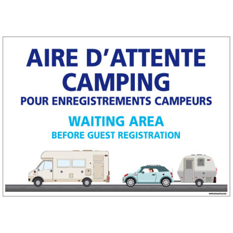 PANNEAU AIRE D'ATTENTE CAMPING (H0298) - Adhésif - 210 x 150 mm