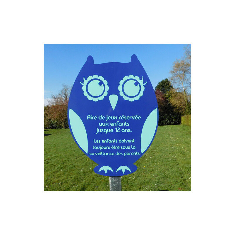 Panneau Aire de Jeux hibou (whibo). Panneau orange . Lettrage blanc . - Panneau orange - Lettrage blanc