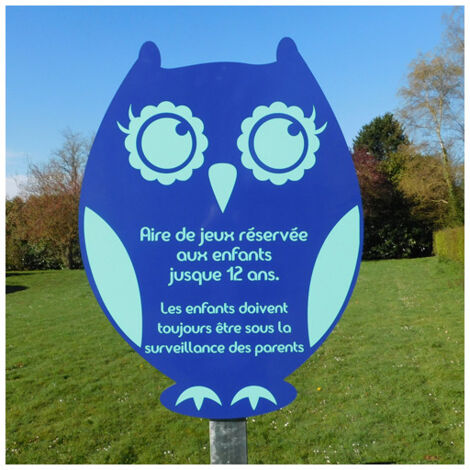 Panneau Aire de Jeux HIBOU (WHIBO). Panneau vert . Lettrage blanc .  - Panneau vert - Lettrage blanc